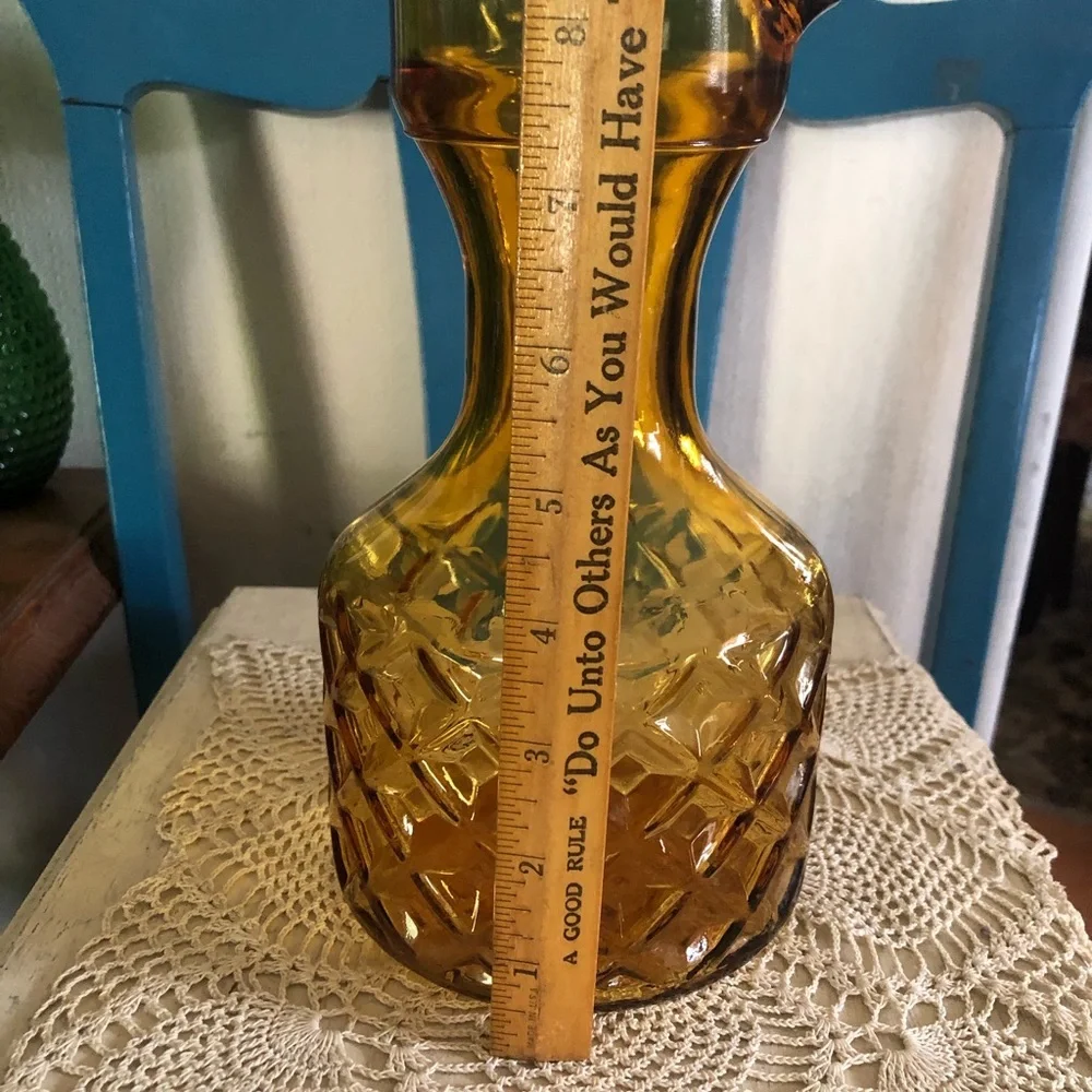 Vintage Amber Glass Carafe Pitcher